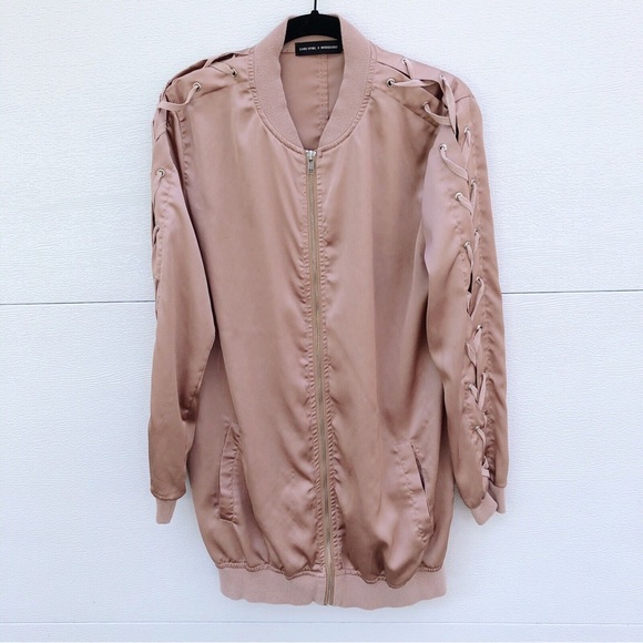 Pink satin bomber jacket - Picture 2 of 3